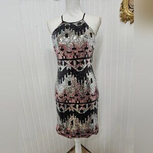 Sequin Halter Dress - Black, Pink, Silver My Michele 5